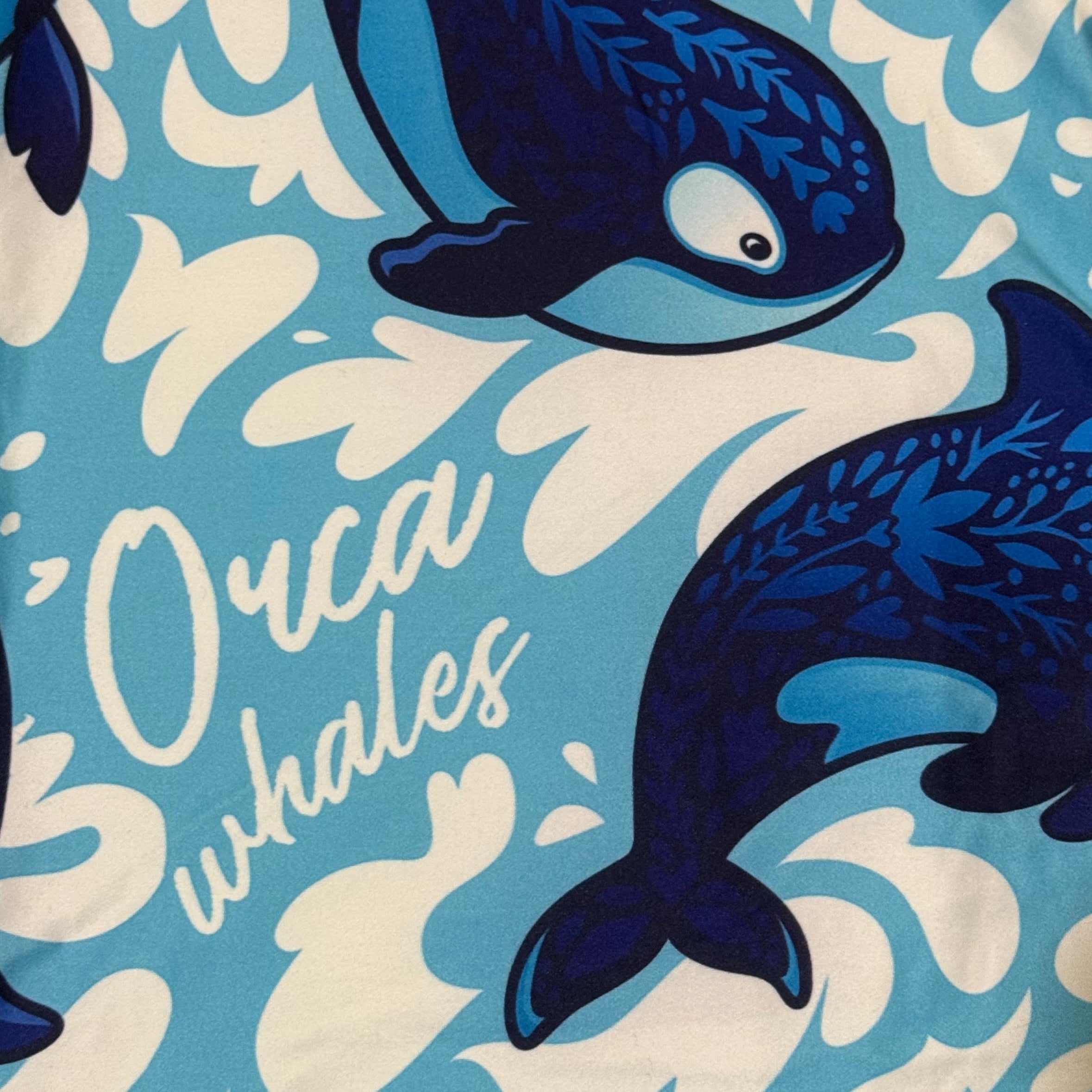 Orca Whale Print Capri Soft Leggings - Defect