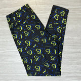 Love Doesn't Count Chromosomes - Yellow & Blue Ribbon Awareness Print Leggings
