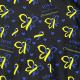 Love Doesn't Count Chromosomes - Yellow & Blue Ribbon Awareness Print Leggings