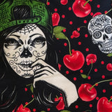 Cherry Sugar Skull Diva Girl Print Soft Leggings