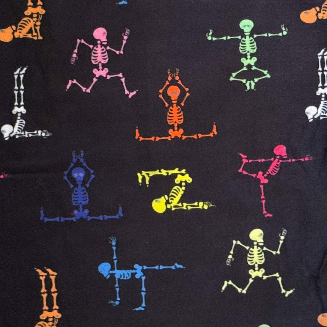Skeleton Yoga Print Black Soft Leggings