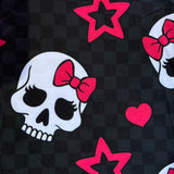 Skulls & Pink Bows Checkered Print Capri Leggings