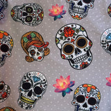 Lotus Sugar Skulls Polka Dot Print Gray Soft Leggings