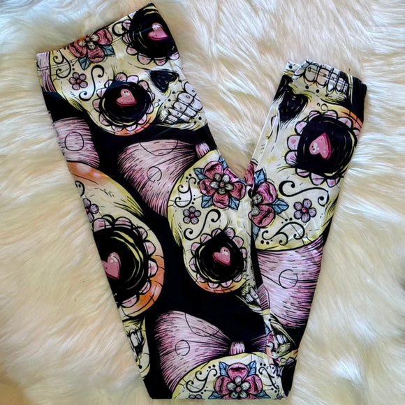 Pretty Sugar Skull Print Leggings