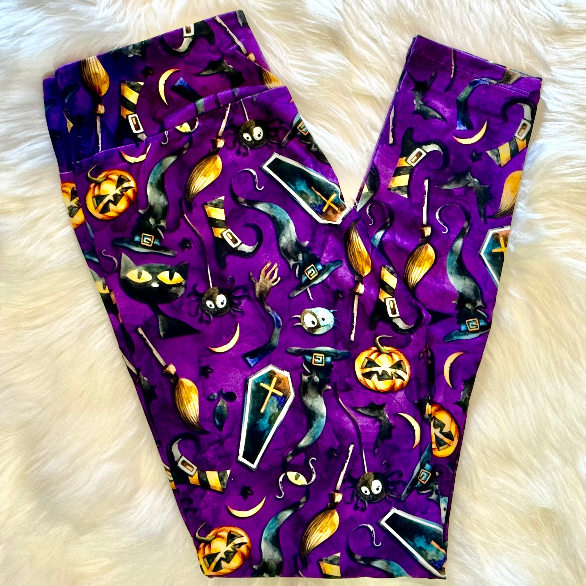 Halloween Essentials Print Purple Soft Leggings