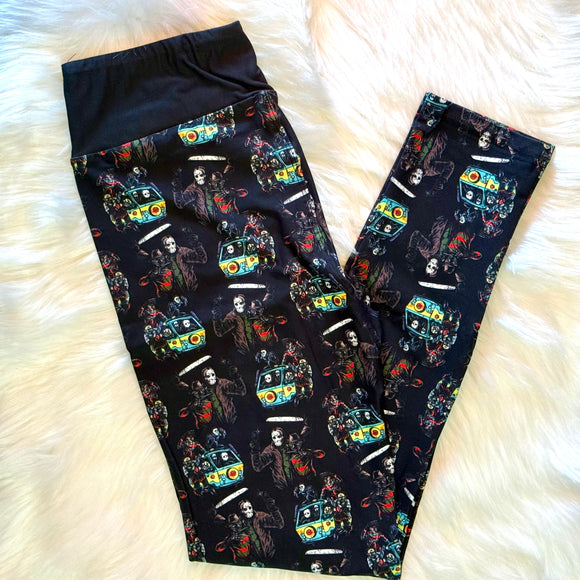 Halloween Horror Movie Murder Van Gang Print Soft Leggings