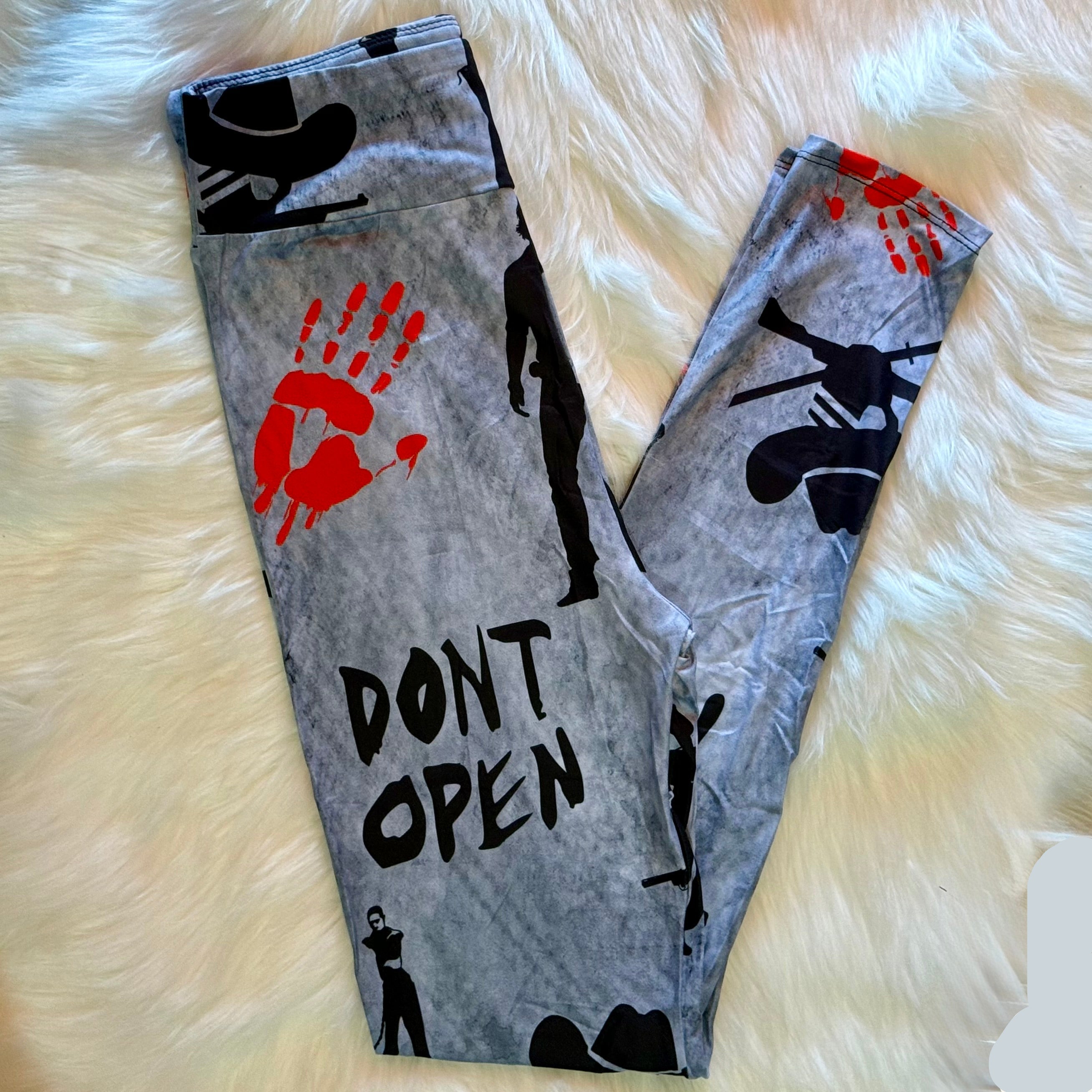 Dead Inside, Don't Open - Walking Dead Themed Print Leggings