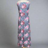Deadly Bouquet - Skull and Pink Roses Floral Print Maxi Skirt / Strapless Dress