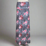 Deadly Bouquet - Skull and Pink Roses Floral Print Maxi Skirt / Strapless Dress