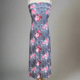 Deadly Bouquet - Skull and Pink Roses Floral Print Maxi Skirt / Strapless Dress