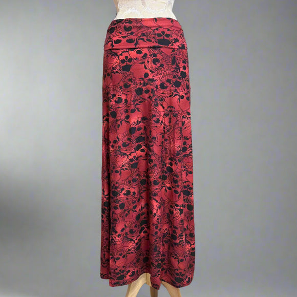 Grunge Skulls Red Print Maxi Skirt / Strapless Dress