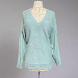 Oversized V-neck Dolman Knit Mint Sweater