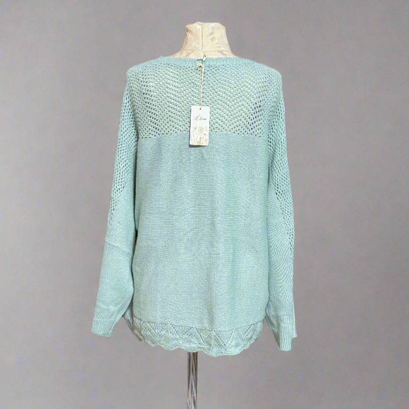 Oversized V-neck Dolman Knit Mint Sweater