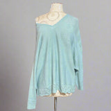 Oversized V-neck Dolman Knit Mint Sweater