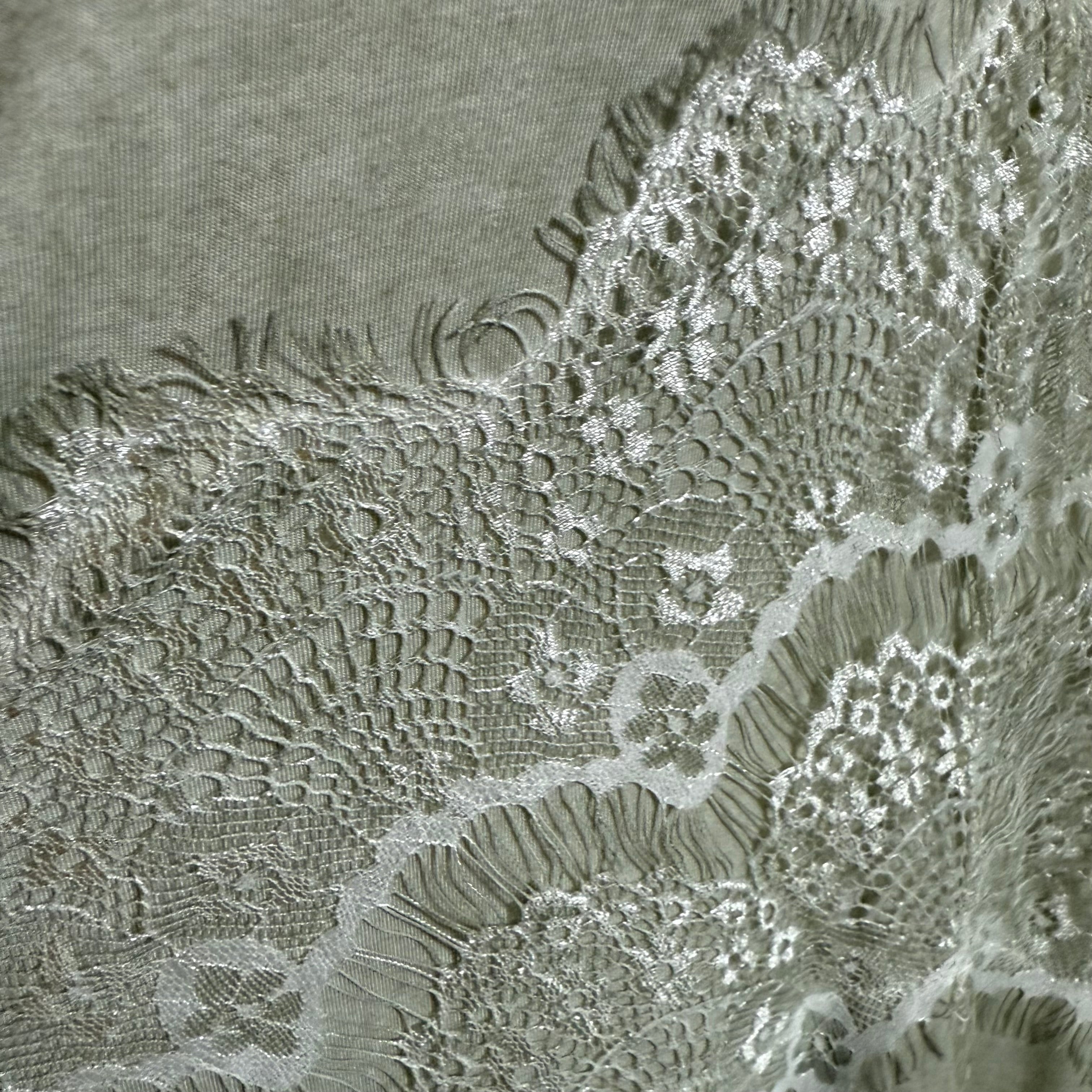 Crisscross Lace Detail Mineral Wash Sage Green Top