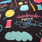 Crafty Print Canvas Zipper Tote