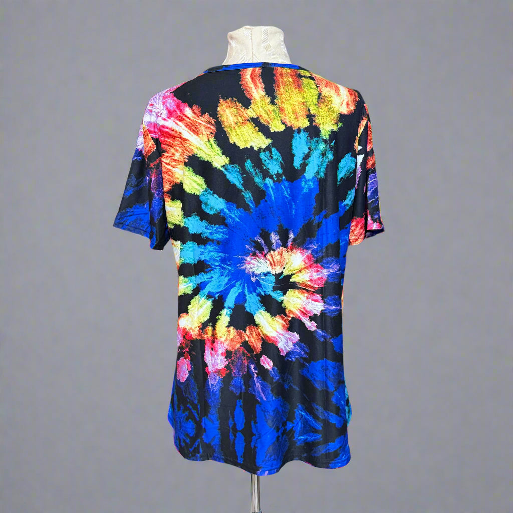 Bright Spiral Tie Dye Hi-Lo Hem Top