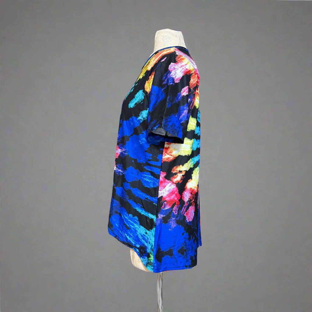 Bright Spiral Tie Dye Hi-Lo Hem Top