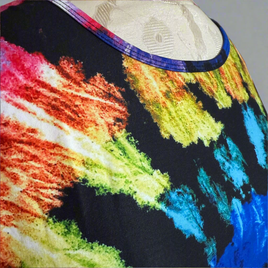Bright Spiral Tie Dye Hi-Lo Hem Top