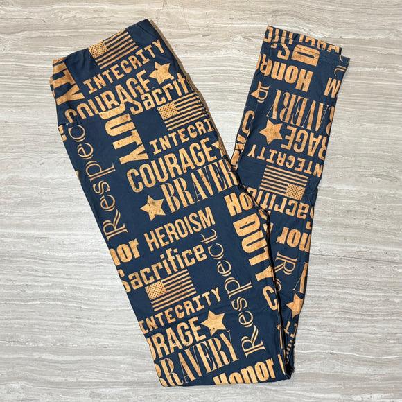Protect & Serve Print Navy Blue Leggings