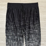 Black & White Crosshatch Print Lounge Pants w/ Pockets