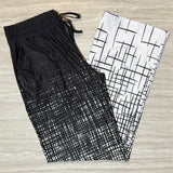 Black & White Crosshatch Print Lounge Pants w/ Pockets
