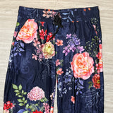 Denim Blue Floral Print Lounge Pants w/ Pockets
