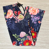 Denim Blue Floral Print Lounge Pants w/ Pockets