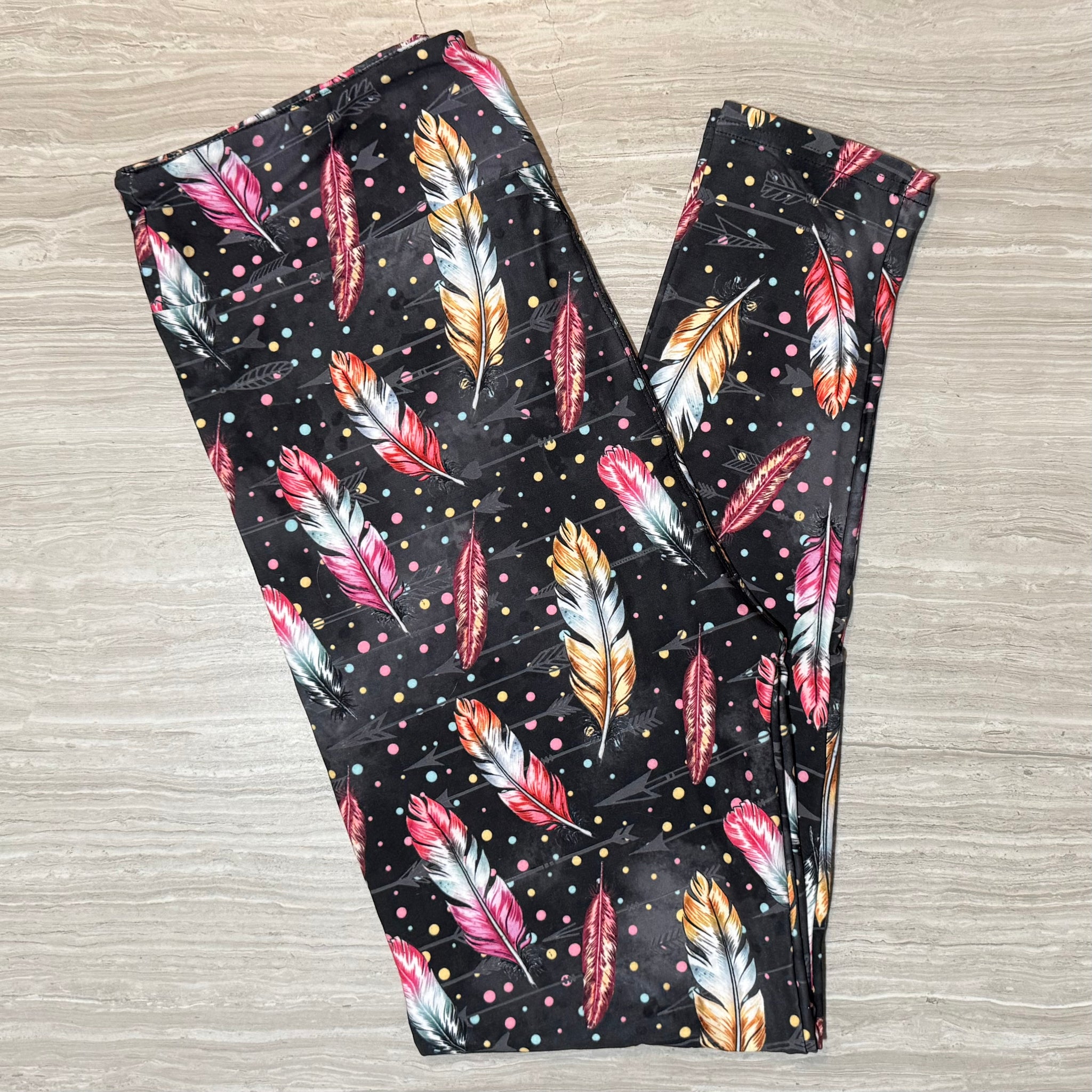 Feathers & Arrows Polka Dot Print Soft Leggings