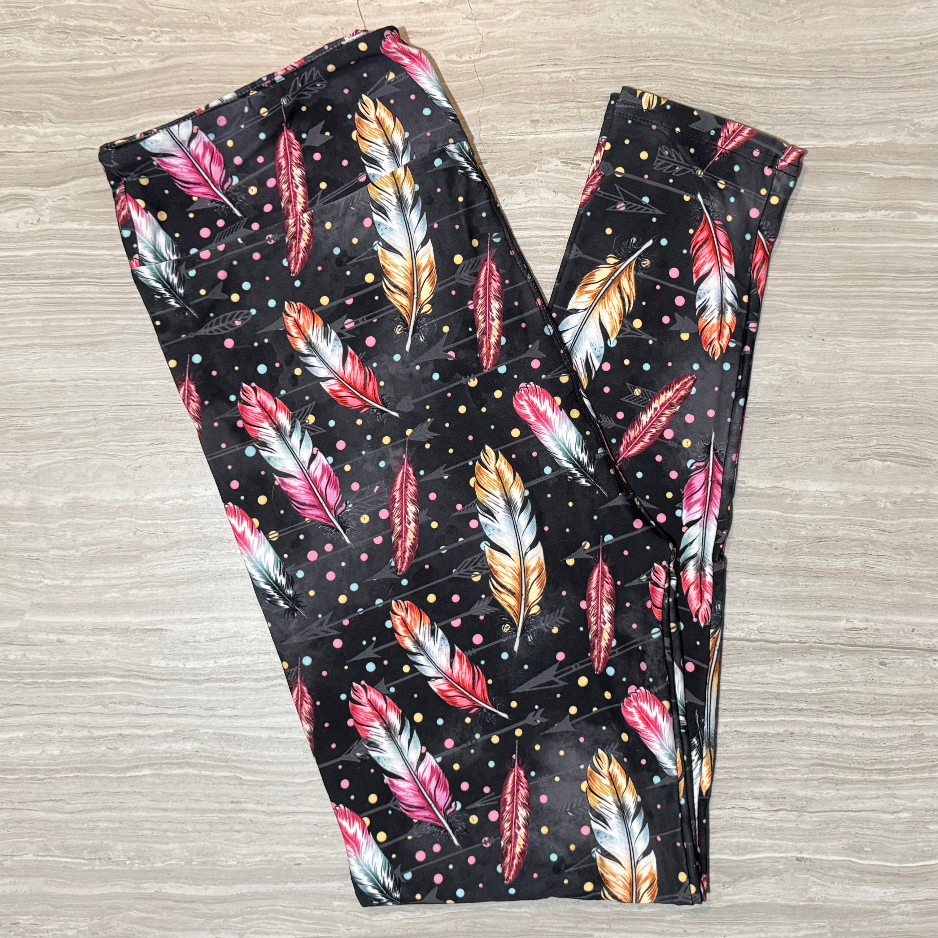 Feathers & Arrows Polka Dot Print Soft Leggings