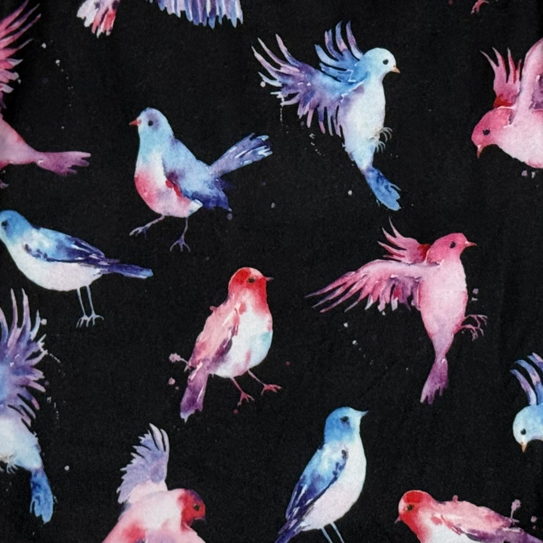 Watercolor Birds Print Soft Leggings