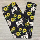 Sunflowers & Cow Print Leggings