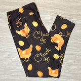 Cluck It Golden Chicken Hen Egg Print Soft Leggings