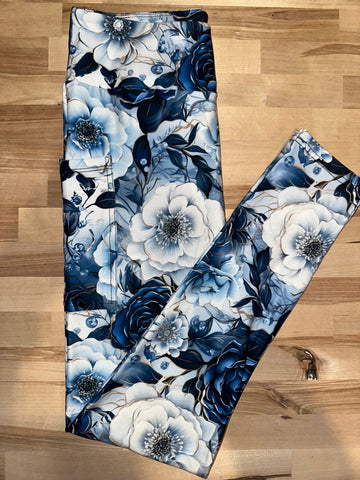 Icy Floral Leggings w/ Pockets