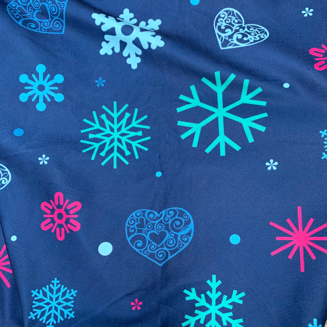 Blue & Pink Frozen Snowflake Christmas Soft Leggings