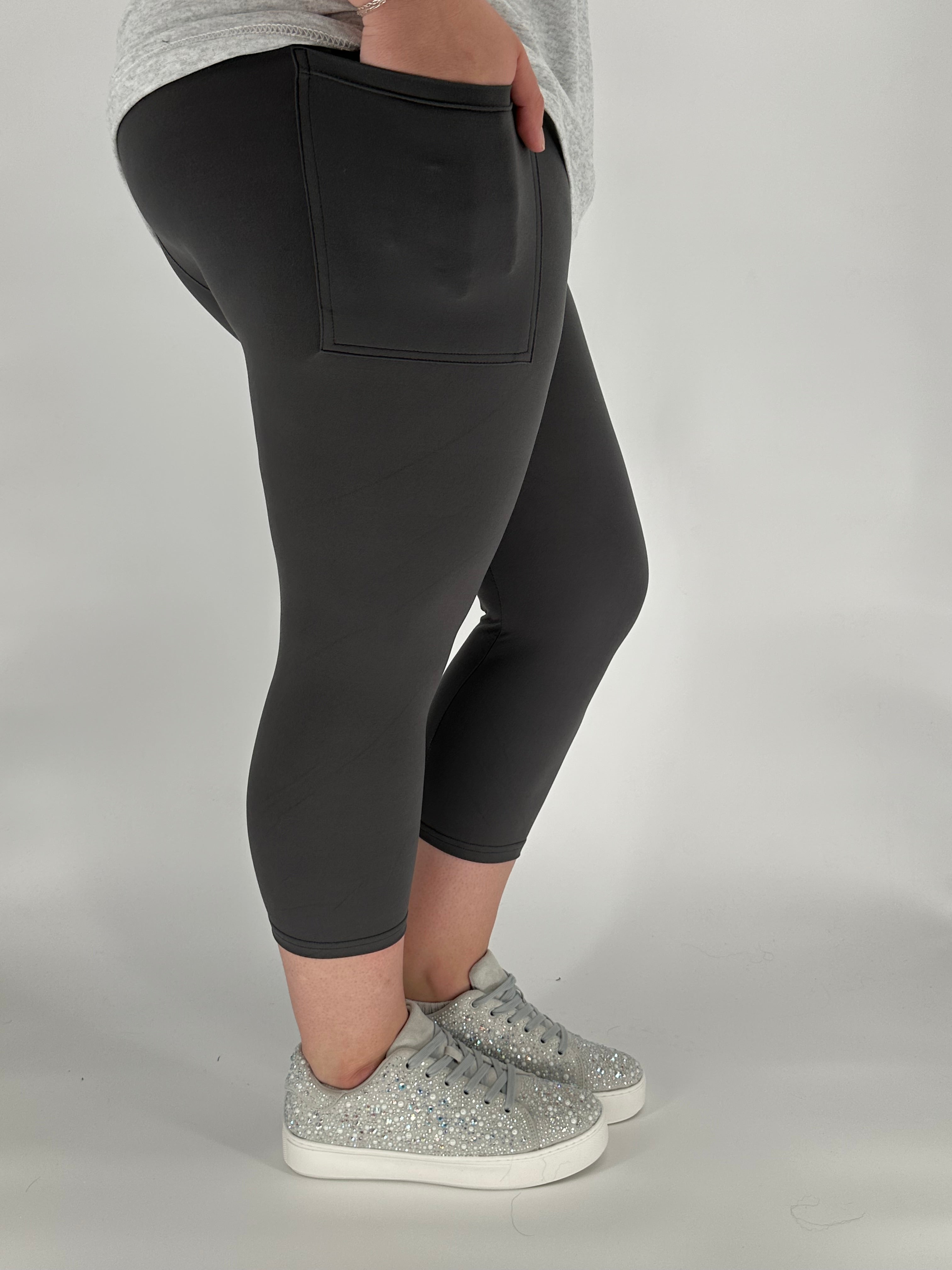 Charcoal Capri w/ Pockets