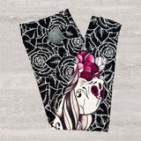 Undead Queen of Roses Sugar Skull Print Soft Leggings