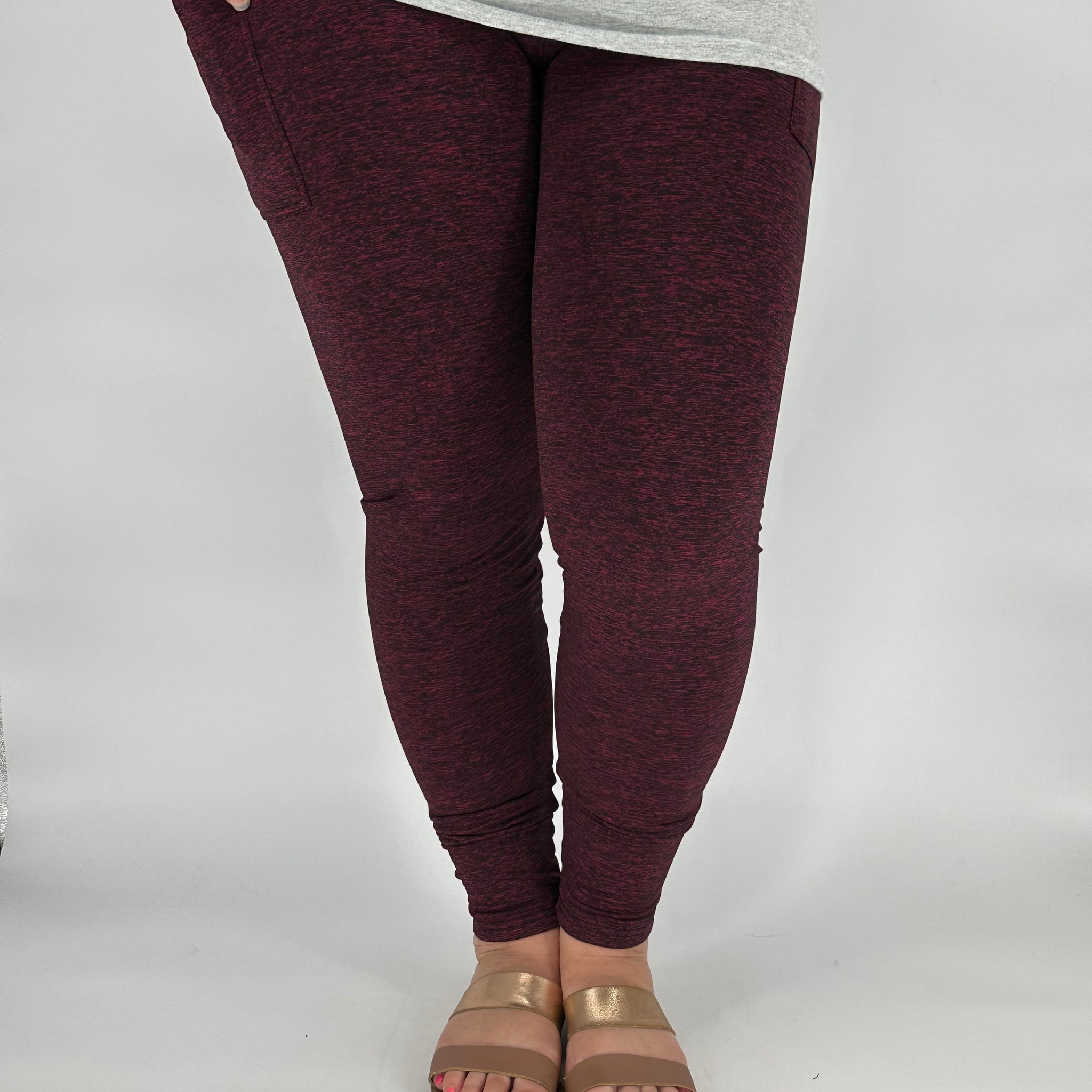 Maroon Fleece Leggings w/ Pockets