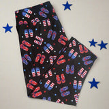 4th of July Flip Flop Print Capri Leggings