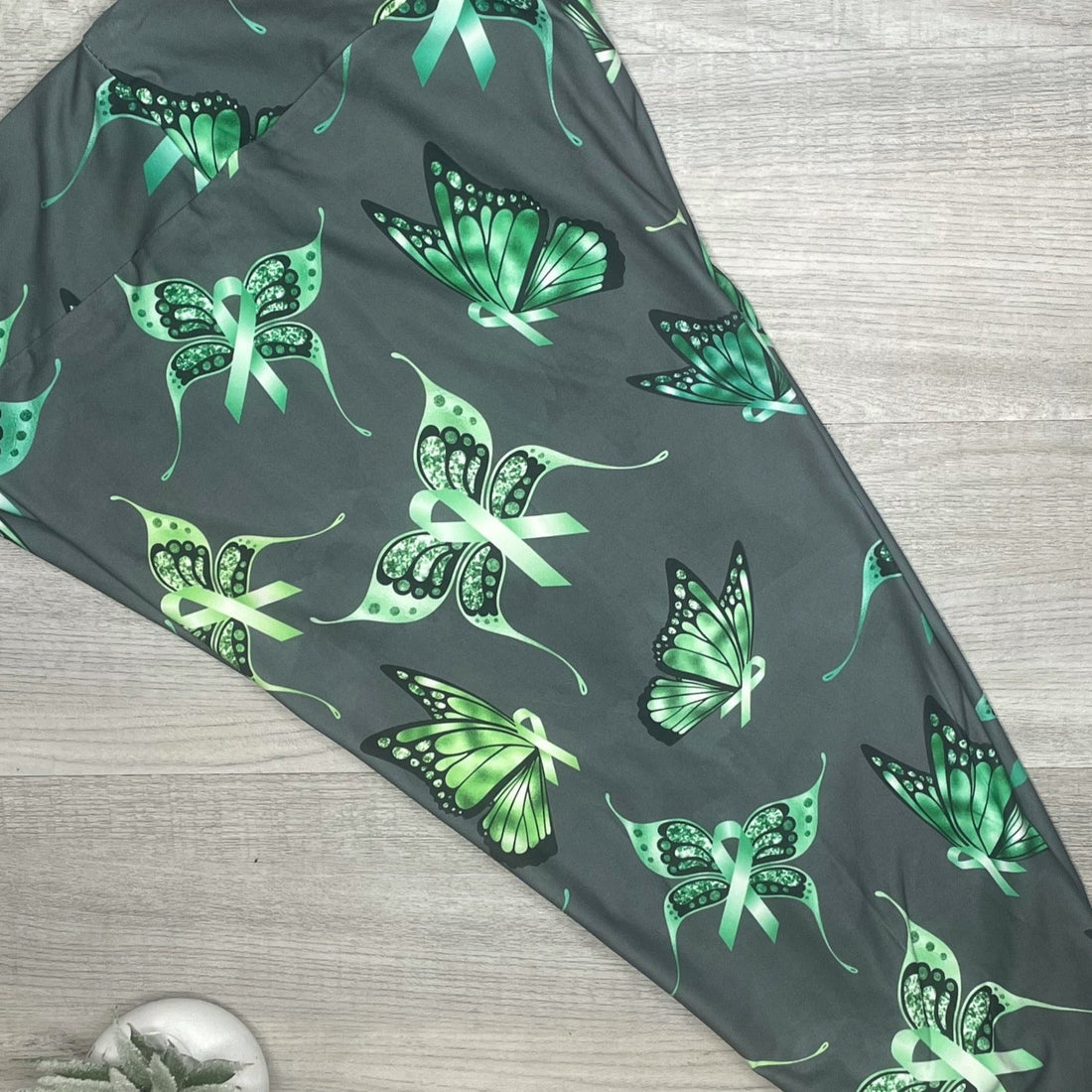 Green Ribbon Butterfly Soft Leggings