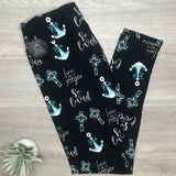 Jesus Is My Anchor Print Soft Black Leggings