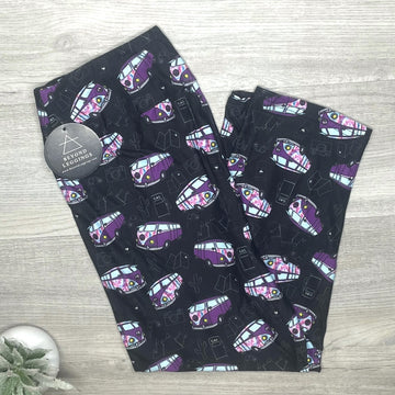 Purple Groovy Camper Print Leggings