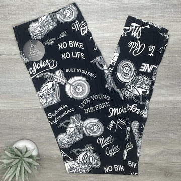 Born To Ride - Motorcycle Print Soft Leggings