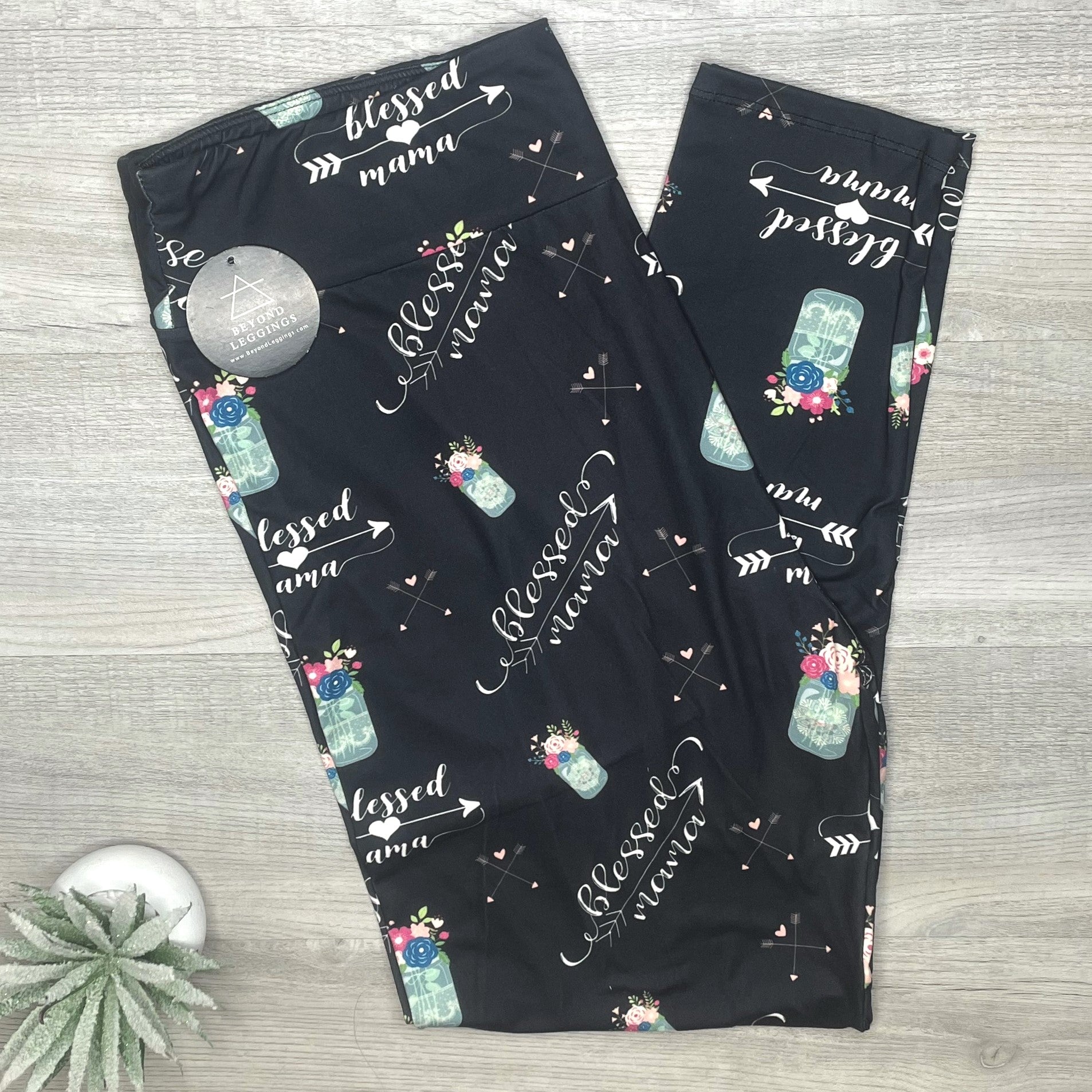 Blessed Mama Print Soft Leggings