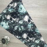 Etched Mint Lotus Flower Skull Print Leggings