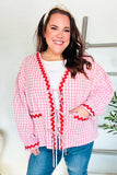Spell Bound Red & Pink Cotton Ribbon Tie Gingham Pocket Jacket
