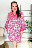 Let's Meet Up Red & Pink Paisley Drop Shoulder Kimono Dress
