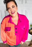 Feeling Bold Orange & Fuchsia Color Block Button Down Top