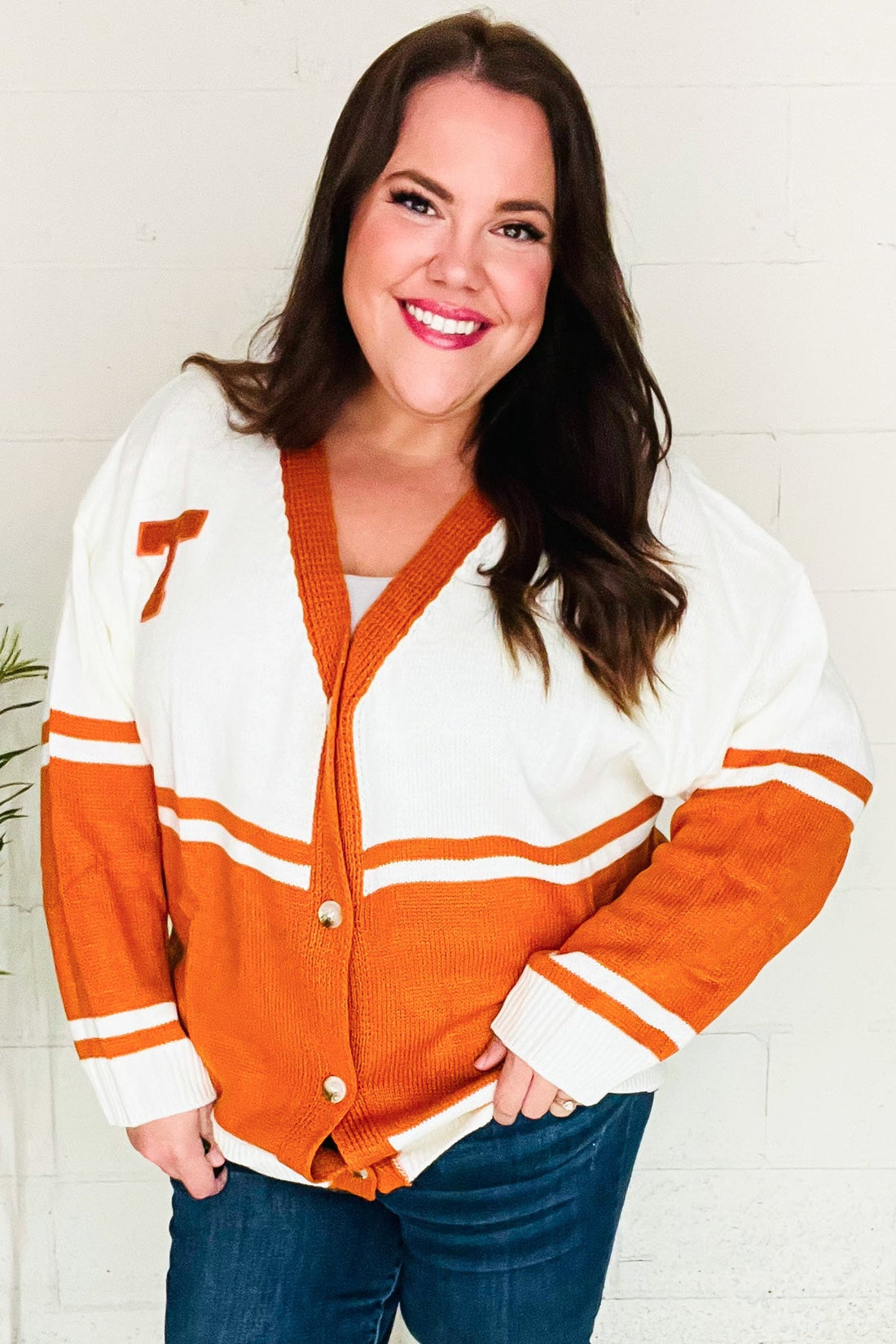 Game Day Burnt Orange "T" Embroidered Cardigan