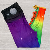 Rainbow Side Crisscross Cutout Capri Soft Leggings W/ Pockets